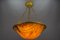 French Neoclassical Style Amber Alabaster and Bronze Pendant Light, 1920, Image 11