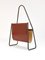 Mid-Century Magazine Rack in Brass & Brown Leather attributed to Carl Auböck, Austria, 1950s, Image 3