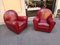 Fauteuils Vanity Fair en Cuir Bordeaux, 1980s, Set de 2 1