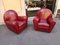 Vanity Fair Armchairs in Bordeaux Leather, 1980s, Set of 2 1