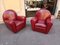 Fauteuils Vanity Fair en Cuir Bordeaux, 1980s, Set de 2 2