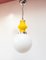 Yellow and White Opaline Glass Pendant, 1960s, Image 1