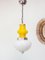 Yellow and White Opaline Glass Pendant, 1960s 5