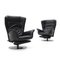 Fauteuils Inclinables en Cuir Noir, 1970s, Set de 2 3