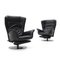 Reclining Black Leather Armchairs, 1970s, Set of 2 3