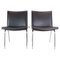Kastrup Chairs in Black Leather Model Ch401 attributed to Hans J. Wegner & Carl Hansen & Son for Carl Hansen & Søn, 1960s, Set of 2 1