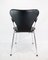 Sedia nr. 3207 della serie Seven con pelle nera di Arne Jacobsen per Fritz Hansen, inizio XXI secolo, Immagine 6
