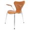 Sedia modello 3207 della serie Seven in pelle color cognac attribuita ad Arne Jacobsen di Fritz Hansen, inizio XXI secolo, Immagine 1