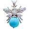 14 Kt White Gold Fly Pendant with Magnesite, Diamonds & Sapphires, Image 1