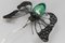 Mid-Century Modern Metal and Green Murano Glass Wall Lamp Butterfly, Italy, 1960s, Image 13