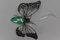 Mid-Century Modern Metal and Green Murano Glass Wall Lamp Butterfly, Italy, 1960s 3