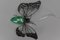 Mid-Century Modern Metal and Green Murano Glass Wall Lamp Butterfly, Italy, 1960s, Image 3