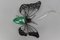 Mid-Century Modern Metal and Green Murano Glass Wall Lamp Butterfly, Italy, 1960s 12