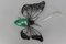Mid-Century Modern Metal and Green Murano Glass Wall Lamp Butterfly, Italy, 1960s, Image 12