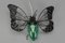 Mid-Century Modern Metal and Green Murano Glass Wall Lamp Butterfly, Italy, 1960s 4