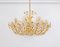 Large Gilt Brass and Crystal Flower Chandelier attributed to Palwa, Germany, 1970s 2