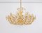Large Gilt Brass and Crystal Flower Chandelier attributed to Palwa, Germany, 1970s, Image 2