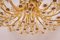 Large Gilt Brass and Crystal Flower Chandelier attributed to Palwa, Germany, 1970s 5