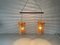 German Double Shade Wicker and Wood Pendant Lamp, 1960s 3