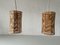 German Double Shade Wicker and Wood Pendant Lamp, 1960s 2