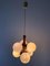 Lámpara Sputnik de seis brazos de vidrio y madera, Alemania, años 70, Imagen 3