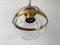 Lámpara colgante italiana de metal dorado y vidrio, años 70, Italia, Imagen 5