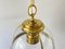 Lámpara colgante italiana de metal dorado y vidrio, años 70, Italia, Imagen 7