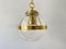 Lámpara colgante italiana de metal dorado y vidrio, años 70, Italia, Imagen 1