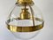 Lámpara colgante italiana de metal dorado y vidrio, años 70, Italia, Imagen 4