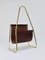 Mid-Century Magazine Rack in Brass and Brown Leather attributed to Carl Auböck, Austria, 1950s, Image 3