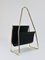 Mid-Century Magazine Rack in Brass and Black Leather attributed to Carl Auböck, Austria, 1950s, Image 15