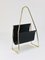 Mid-Century Magazine Rack in Brass and Black Leather attributed to Carl Auböck, Austria, 1950s 2
