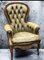 Green Leather Buttoned Back Armchair 1