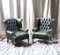 Green Leather Armchairs with Buttoned Back, Set of 2 11