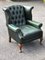 Green Leather Armchairs with Buttoned Back, Set of 2 7