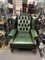 Green Leather Armchairs with Buttoned Back, Set of 2 2