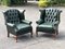 Green Leather Armchairs with Buttoned Back, Set of 2 6