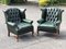 Green Leather Armchairs with Buttoned Back, Set of 2 14