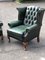 Green Leather Armchairs with Buttoned Back, Set of 2 8