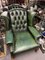 Green Leather Armchairs with Buttoned Back, Set of 2 4