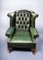 Green Leather Armchairs with Buttoned Back, Set of 2 5