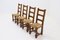 French Oak and Rush Ladder Back Dining Chairs, 1950s, Set of 4 1