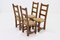 French Oak and Rush Ladder Back Dining Chairs, 1950s, Set of 4 6
