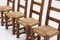 French Oak and Rush Ladder Back Dining Chairs, 1950s, Set of 4 4