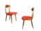 Mid-Century Wood and Red Fabric Side Chairs from Fratelli Barni Mobili d'Arte, 1950s, Set of 2 1