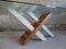 Glass, Travertine & Oak Dining Table, 1980s 3