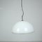 Large Opaque White Glass Suspension with Chrome Base, 1990s, Image 4