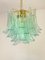 Lámpara de araña Sella de cristal de Murano en verde agua con marco de metal dorado de 24 k de Simoeng, Imagen 2