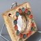 Specchio da parete piccolo vintage in ceramica con motivo floreale di La Roue, anni '60, Immagine 11