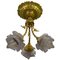 Französische Neoklassizistische Deckenlampe aus Bronze & Glas, 1920er 1